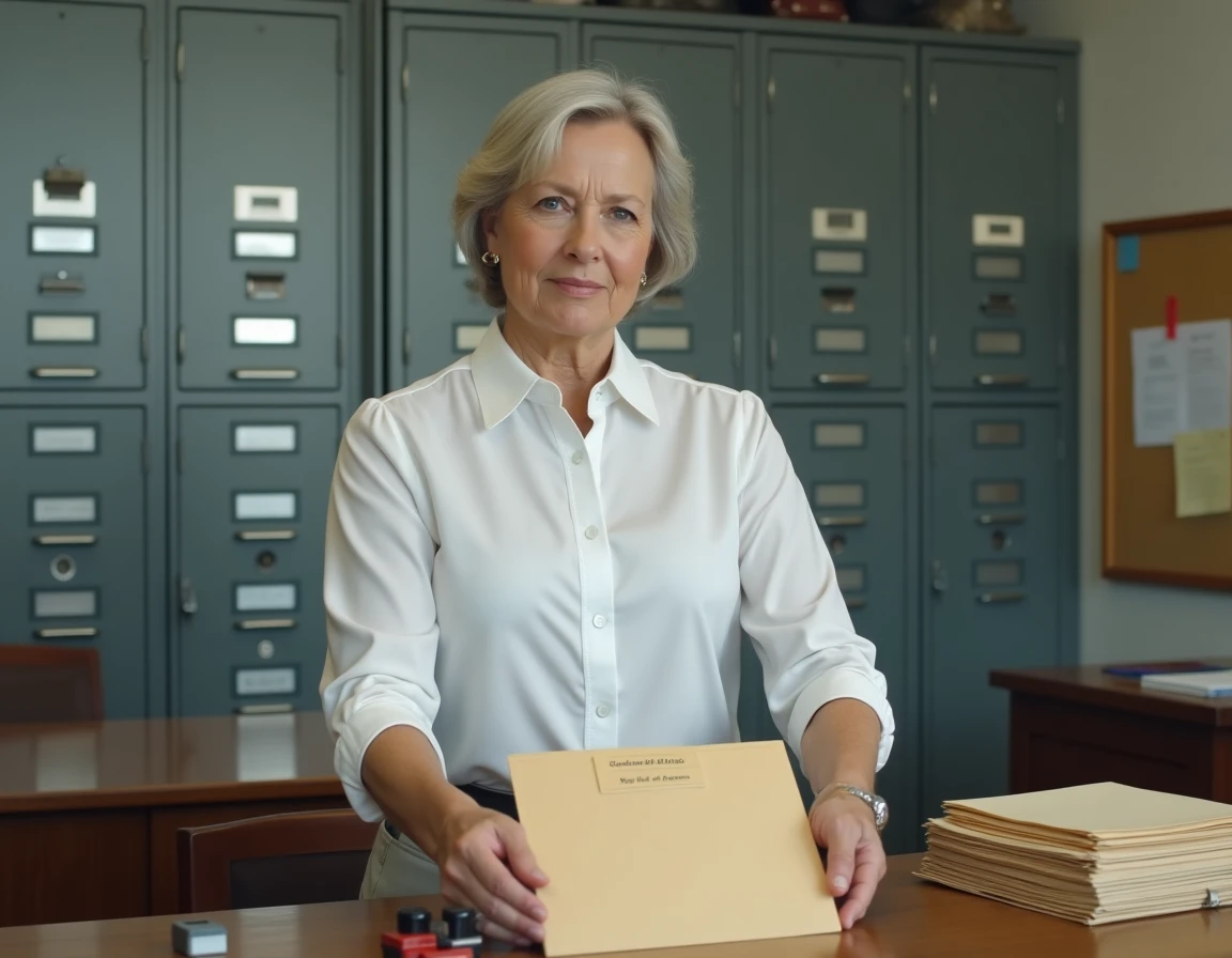 Assistante administrative classant les documents officiels liés à une rupture de contrat d'apprentissage