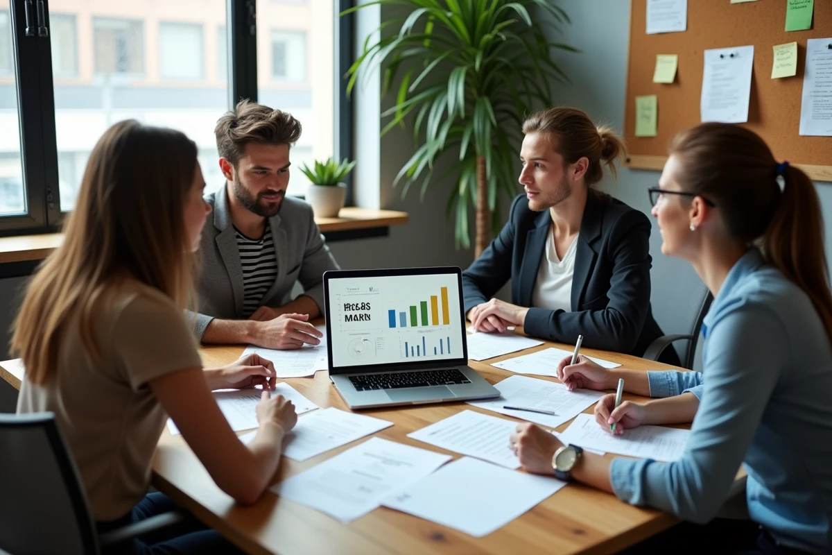 Équipe de PME réunie autour d'une table pour discuter de la mise en place d'une politique RSE