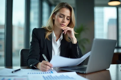 Femme d affaires concentrée dans un bureau moderne