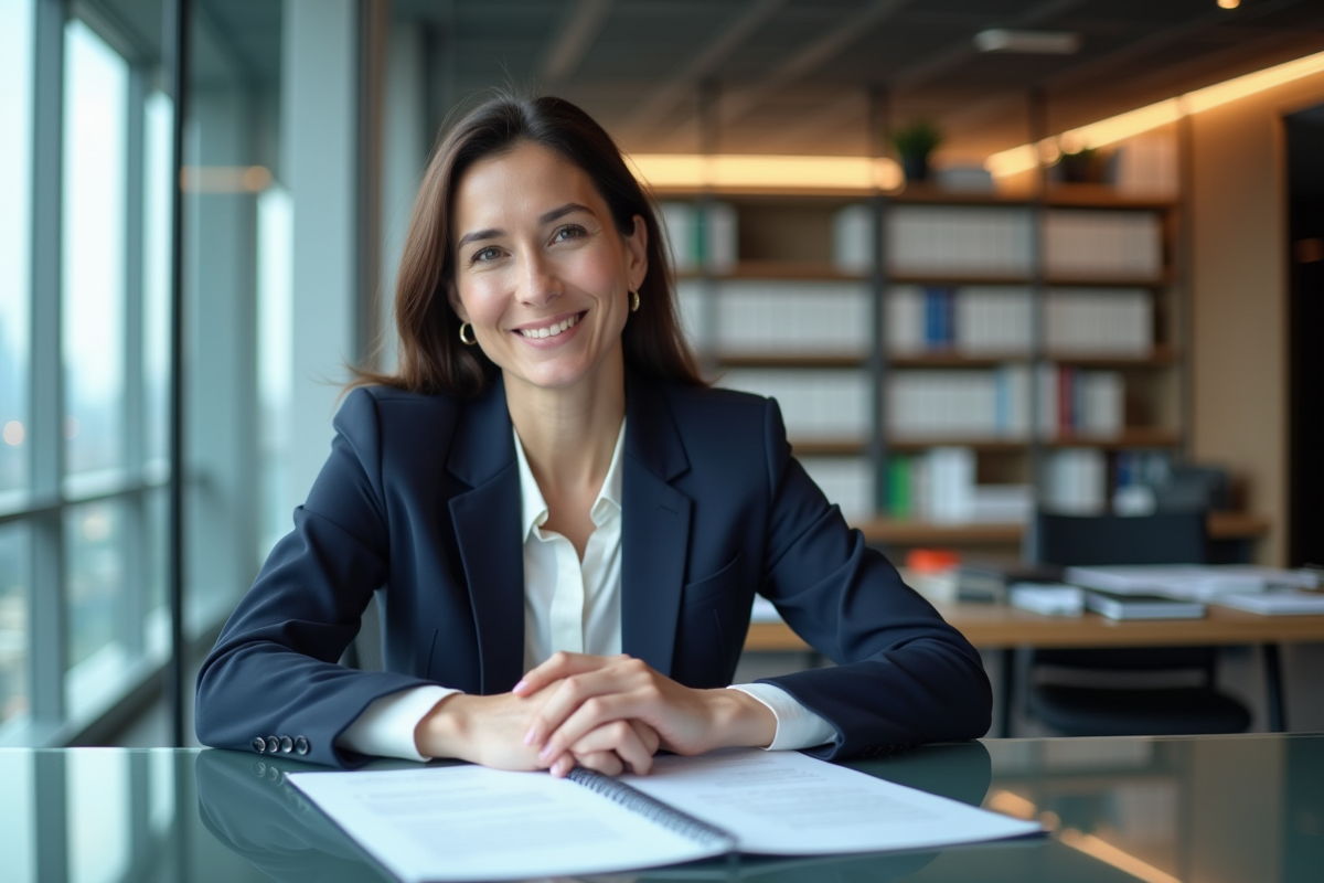 Femme d'affaires confiante dans un bureau lumineux