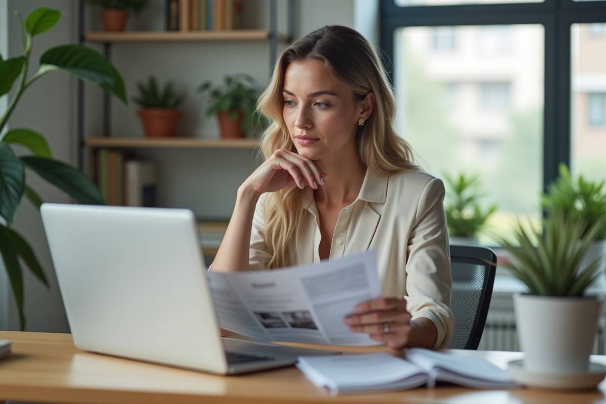 Femme d affaires en réunion dans un bureau moderne