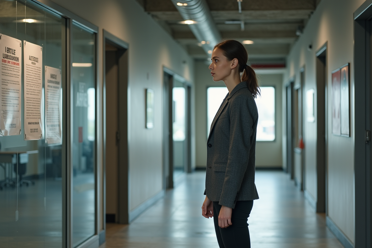 Jeune femme dans un couloir près d