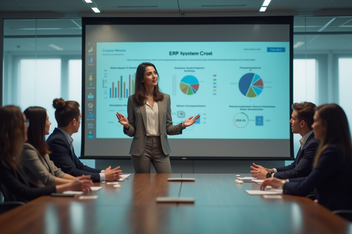 Jeune femme confiante présentant un ERP lors d