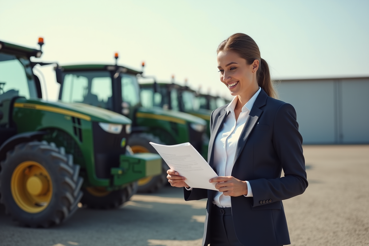 Femme souriante vérifiant un rapport près d