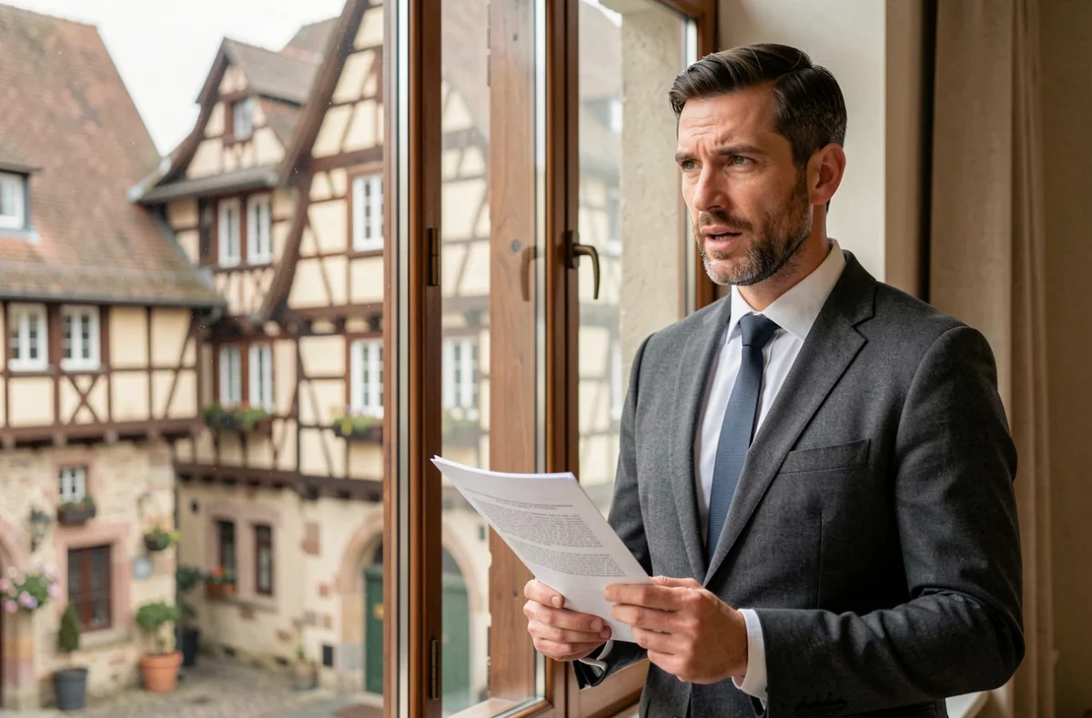 Maître Benoît Nicolas, avocat en droit des affaires à Colmar, devant les façades alsaciennes typiques de la vieille ville