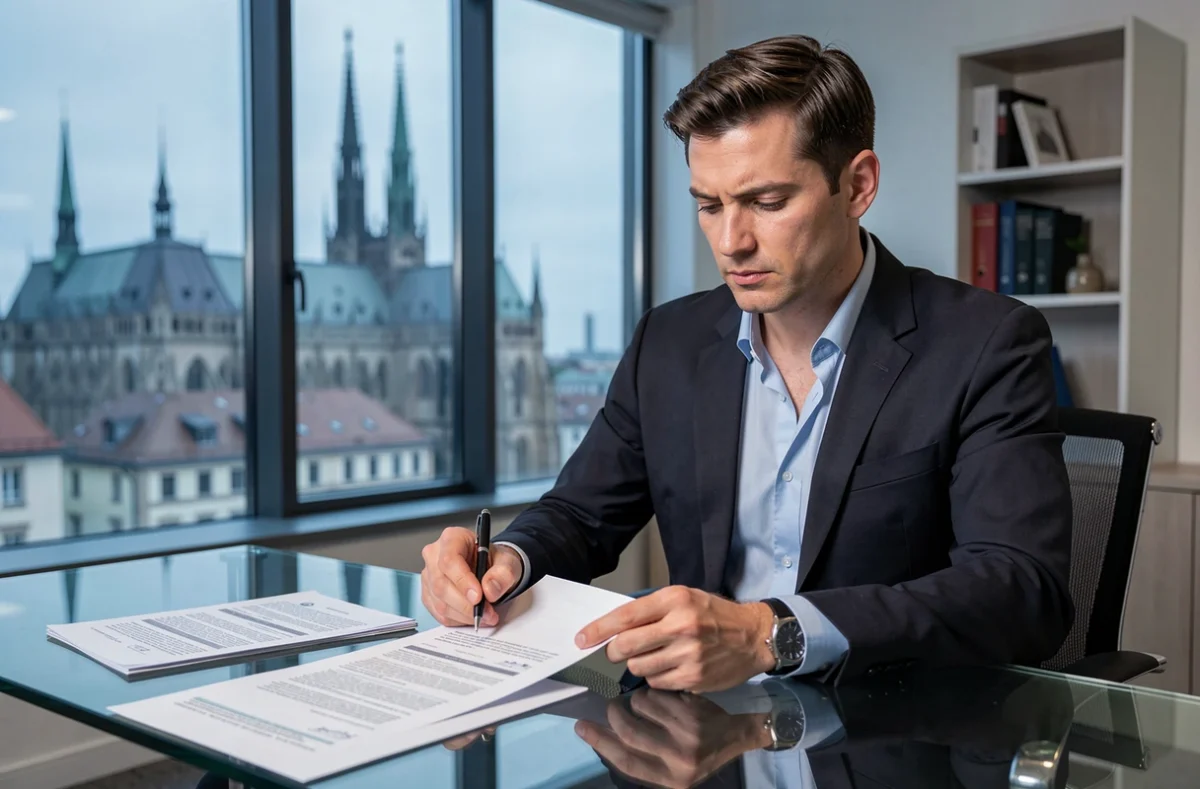 Maître Matthieu Contet, spécialiste du contentieux d'affaires à Strasbourg, au bureau avec vue sur le Parlement européen