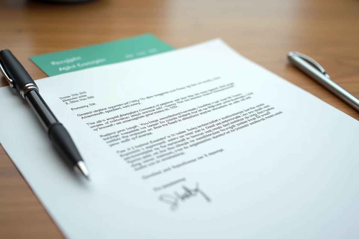 Lettre recommandée avec accusé de réception imprimée sur papier avec récépissé postal