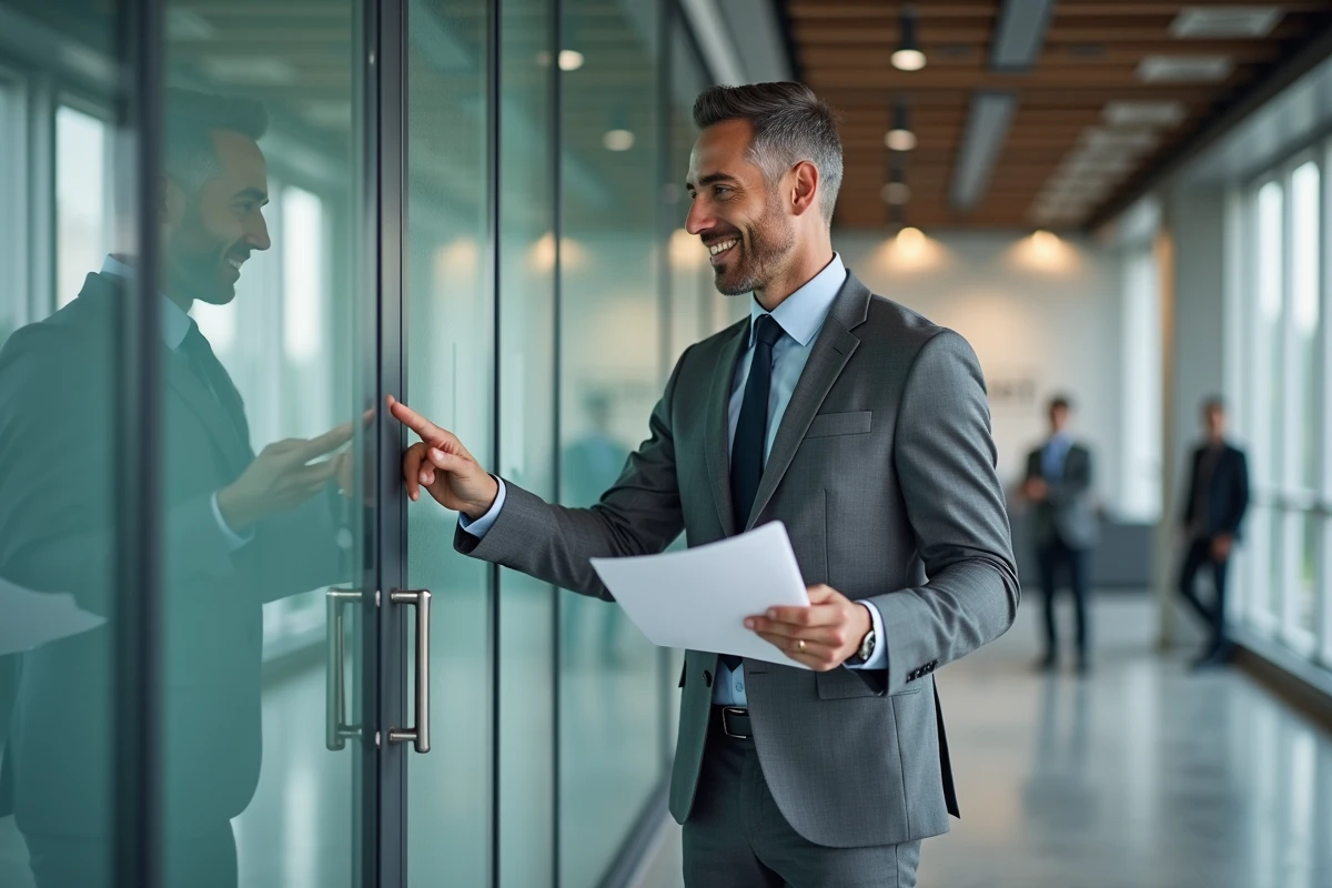 Responsable RH expliquant l'accès aux documents salariés via une application sur tablette en entreprise
