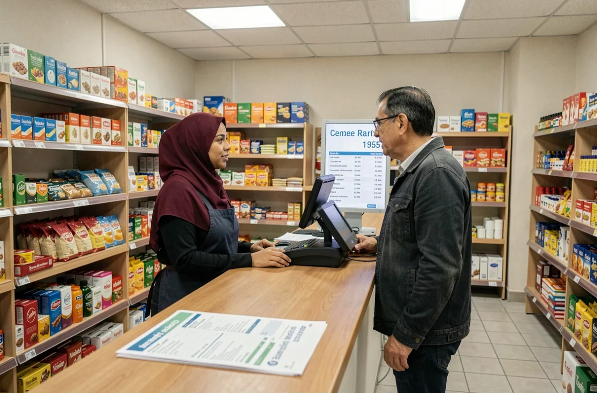 Intérieur de RIM 2 Multiservices à Rennes avec une employée au comptoir aidant un client