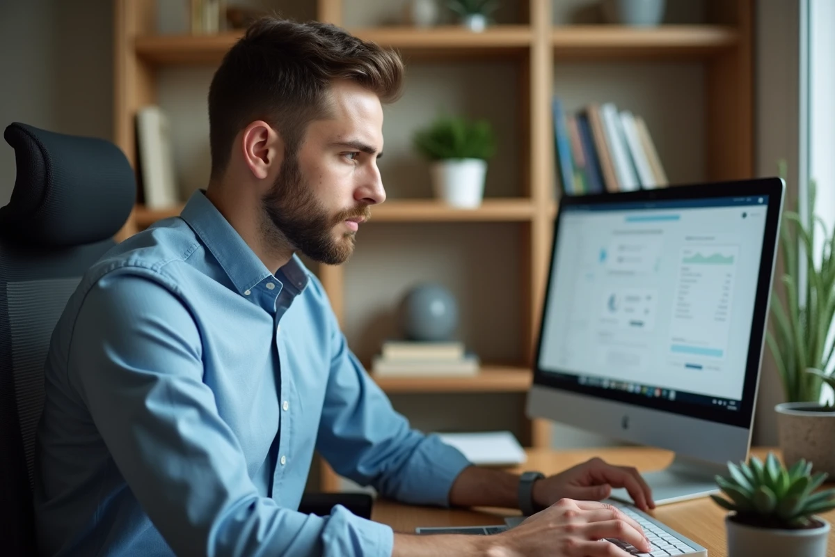 Salarié accédant à ses documents personnels depuis son espace MyPeopleDoc en télétravail à domicile